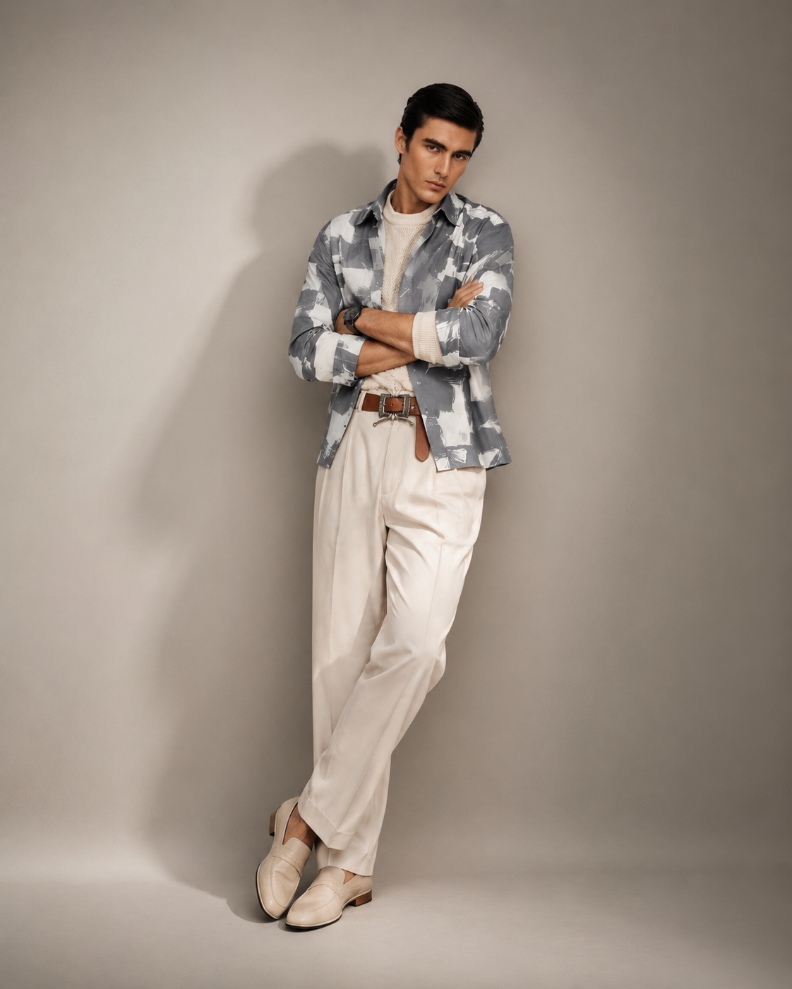 Model wearing Jacquard fabric by Manoj Prints Pvt. Ltd.
