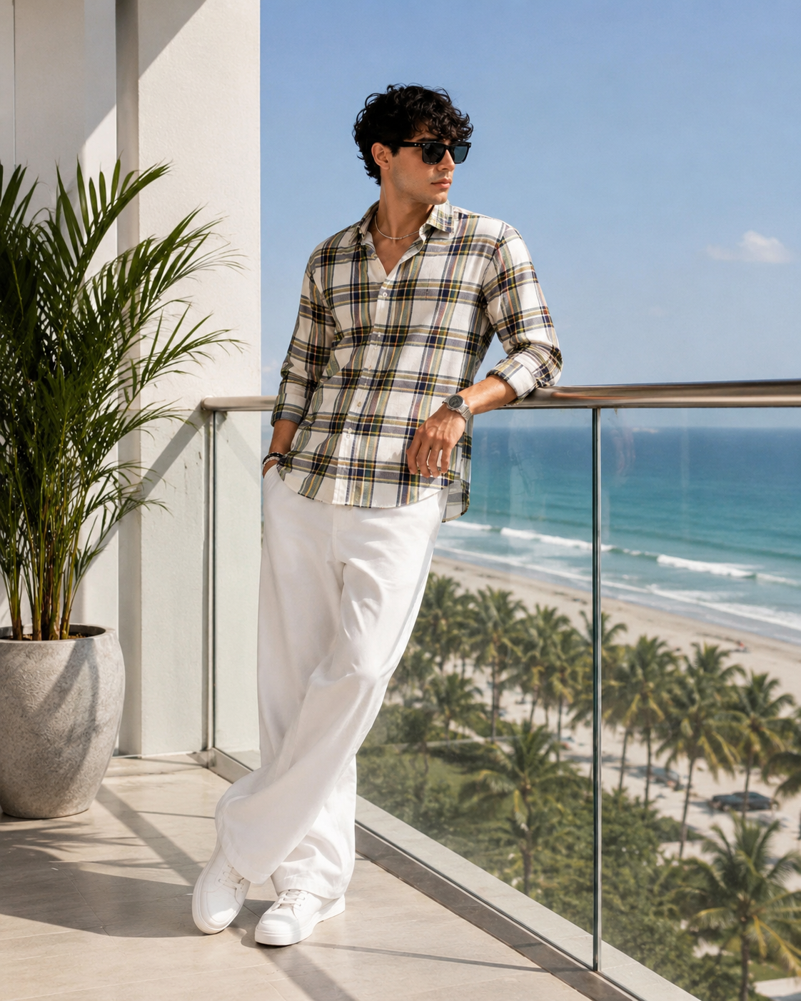 Model wearing premium Slub fabric by Manoj Prints Pvt. Ltd.