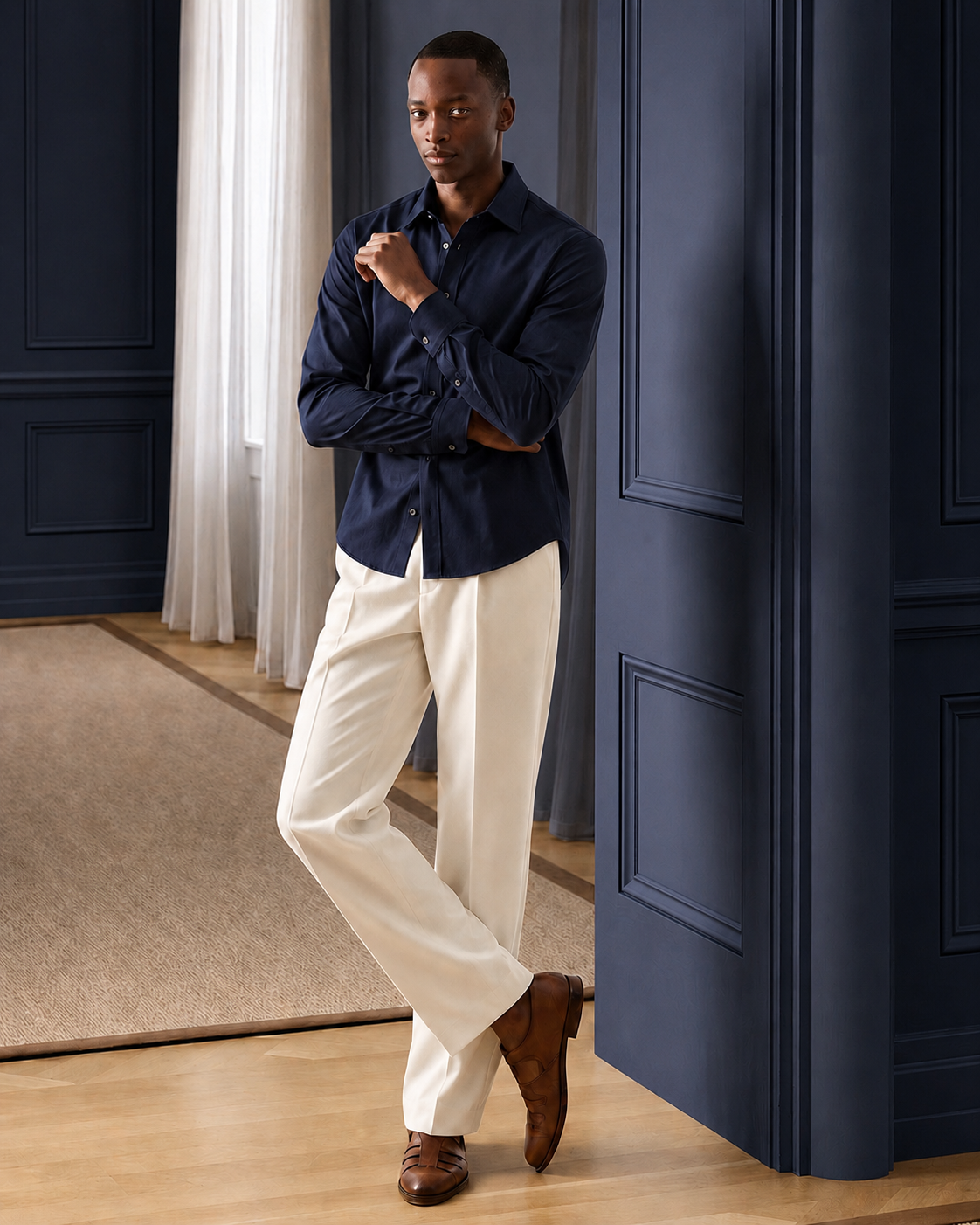 Model wearing premium Twill fabric by Manoj Prints Pvt. Ltd.